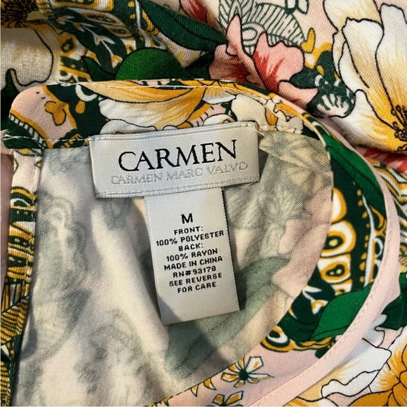 Carmen Marc Valvo Pink Floral Mixed Media Sleeveless Blouse - size Small - Picture 10 of 10